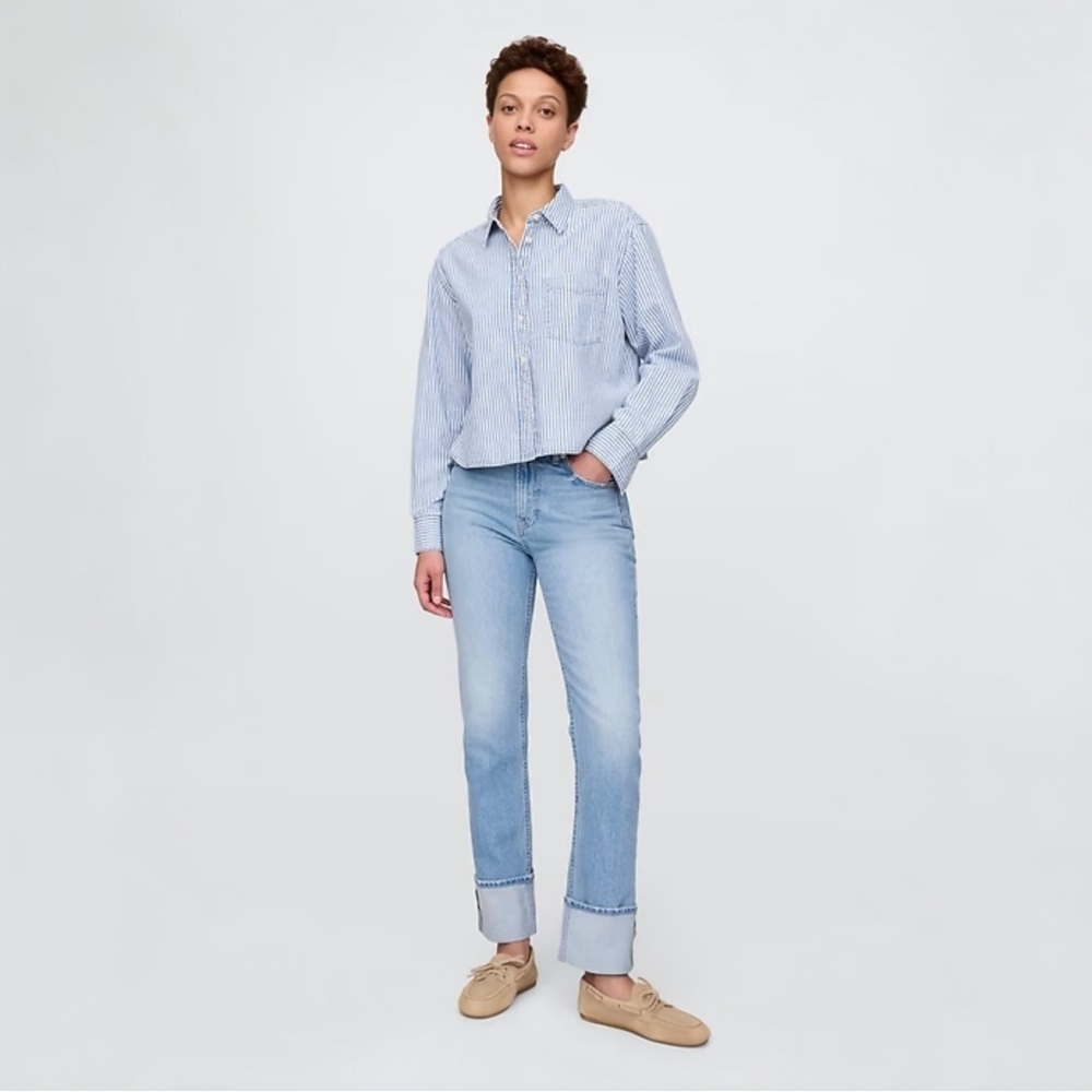 GAP High Rise Cuffed '90s Slim Straight Jeans NWT 28/6R